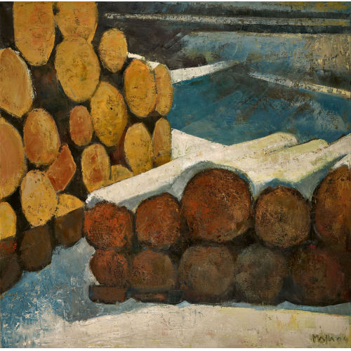WALTER MAFLI : Rondins de bois sous la neige (DOBIASCHOFSKY AUKTIONEN AG)