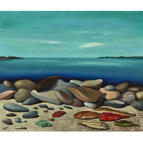 GEORGES SPIRO : Galets et poissons sur la plage (DOBIASCHOFSKY AUKTIONEN AG)