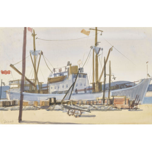 ROLAND GUIGNARD : Hafenpartie mit Fischerboot (DOBIASCHOFSKY AUKTIONEN AG)