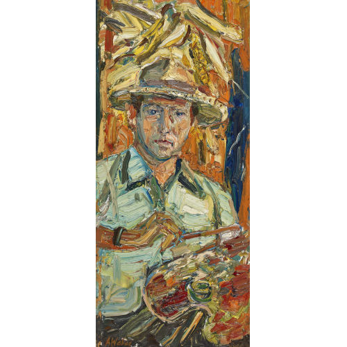 ADOLF WEBER : Selbstbildnis mit Malerpalette (DOBIASCHOFSKY AUKTIONEN AG)