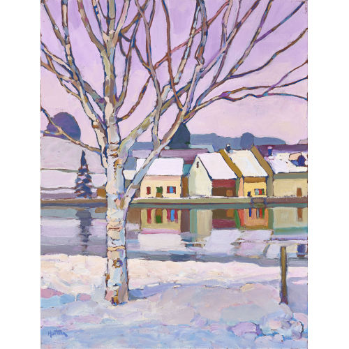 GIUSEPPE MANTECCA : 'Winterabend am Fluss' (DOBIASCHOFSKY AUKTIONEN AG)