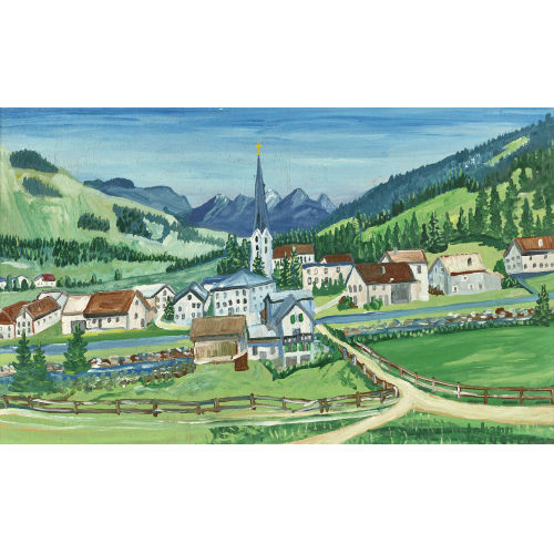 JOHANN EUGSTER : Dorfansicht mit Kirche (DOBIASCHOFSKY AUKTIONEN AG)