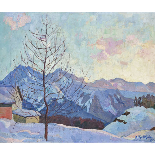 OTTO WYLER : Abendstimmung mit Gebirgssilhouette (DOBIASCHOFSKY AUKTIONEN AG)