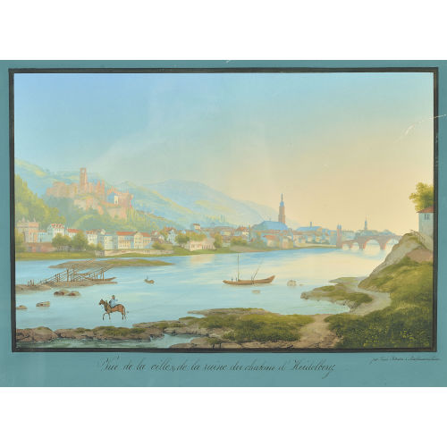 JOHANN LUDWIG BLEULER : 'Vue de la ville & de la ruine du chateau d'Heidelberg' (DOBIASCHOFSKY AUKTIONEN AG)