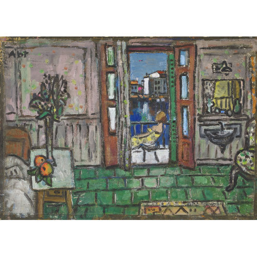 OTTO ABT : Interieur mit Blick auf einen Balkon (DOBIASCHOFSKY AUKTIONEN AG)