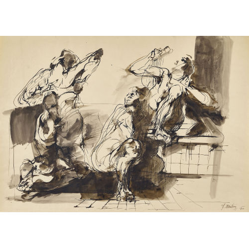 FRITZ MARTINZ : Figurengruppe in Interieur (DOBIASCHOFSKY AUKTIONEN AG)
