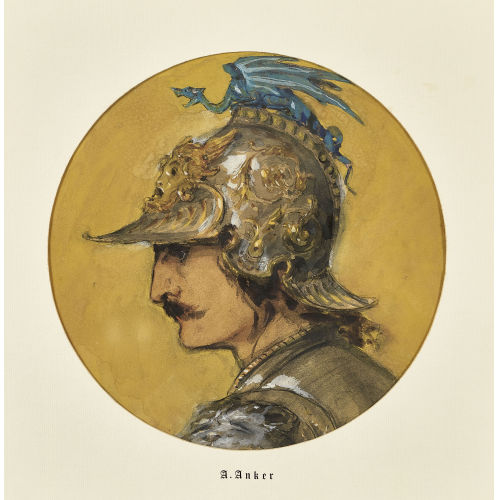 ALBERT ANKER : Kopfbildnis eines Kriegers mit drachenbesetztem Helm (DOBIASCHOFSKY AUKTIONEN AG)