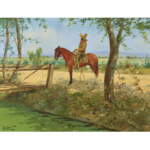 FERNANDO BEST PONTONES : Landschaft mit mexikanischem Reiter (DOBIASCHOFSKY AUKTIONEN AG)