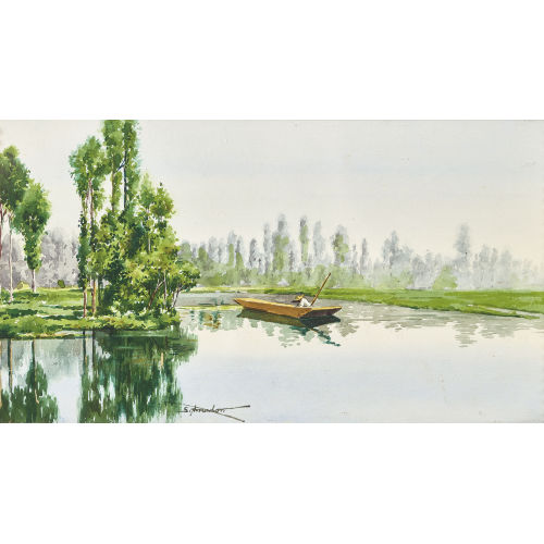 SEVERO AMADOR SANDOVAL : Auenlandschaft mit Boot (DOBIASCHOFSKY AUKTIONEN AG)
