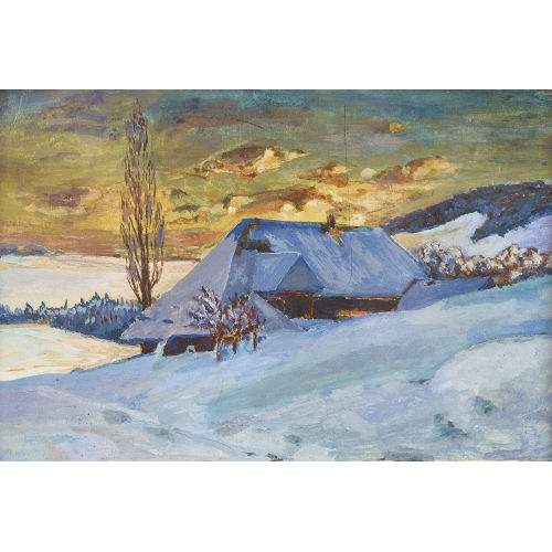 HANS BEAT WIELAND : Verschneites Bauernhaus (DOBIASCHOFSKY AUKTIONEN AG)