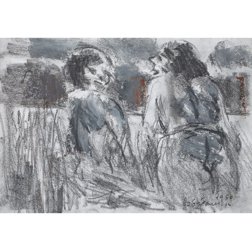 EDMONDO DOBRZANSKI : Zwei Frauen im Gespr�ch auf dem Feld (DOBIASCHOFSKY AUKTIONEN AG)