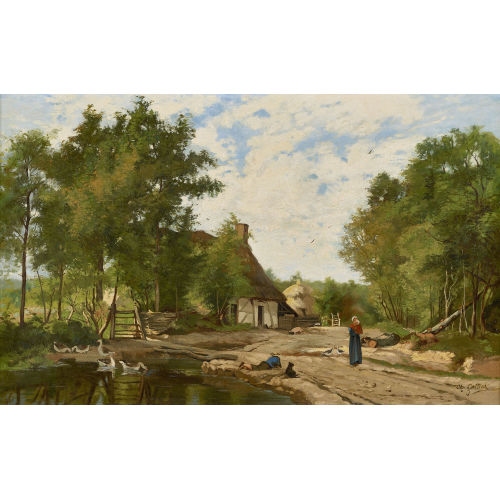 ACHILLE GRATIEN GALLIER : Bauernhofszene (DOBIASCHOFSKY AUKTIONEN AG)