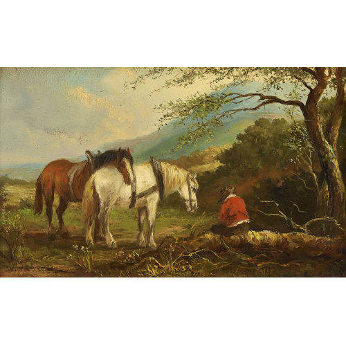 WILLEM KAREL NAKKEN : Rastender Reiter mit zwei Pferden (DOBIASCHOFSKY AUKTIONEN AG)