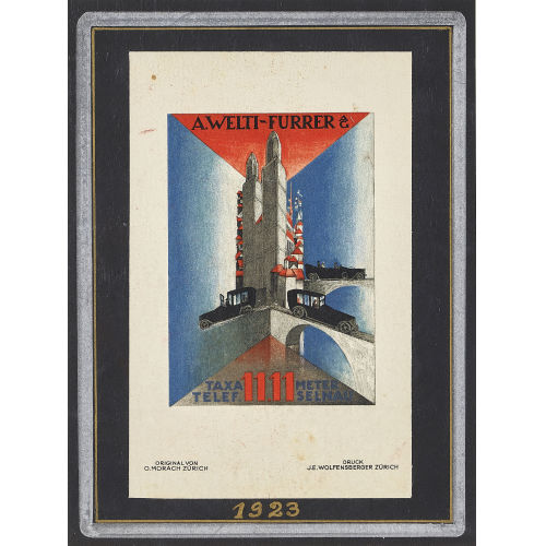 OTTO MORACH : 'A. Welti-Furrer AG Taxameter Telef. 1111 Selnau' (DOBIASCHOFSKY AUKTIONEN AG)