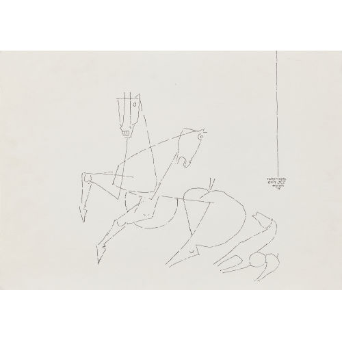 MAQBUL FIDA HUSAIN : Untitled (horses) (DOBIASCHOFSKY AUKTIONEN AG)