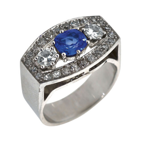 SAPHIR-DIAMANT-RING : Um 1964 (DOBIASCHOFSKY AUKTIONEN AG)