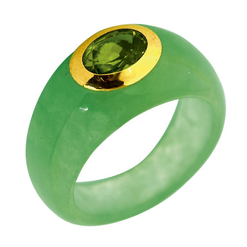 PERIDOT-JADE-RING : (DOBIASCHOFSKY AUKTIONEN AG)