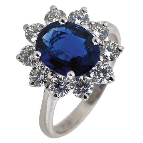 SAPHIR-DIAMANT-RING : (DOBIASCHOFSKY AUKTIONEN AG)