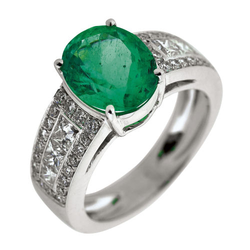 SMARAGD-DIAMANT-RING : (DOBIASCHOFSKY AUKTIONEN AG)