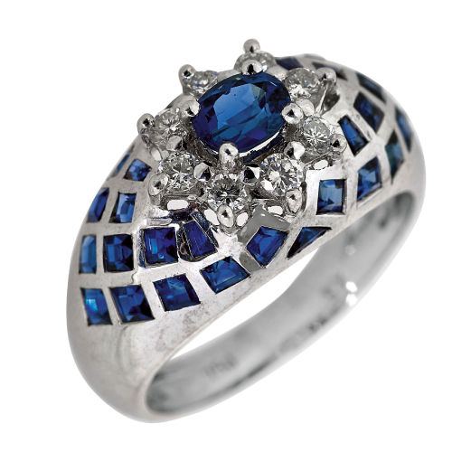 SAPHIR-DIAMANT-RING : (DOBIASCHOFSKY AUKTIONEN AG)