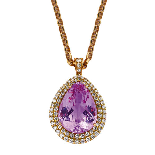 KUNZIT-DIAMANT-ANH�NGER MIT KETTE : (DOBIASCHOFSKY AUKTIONEN AG)