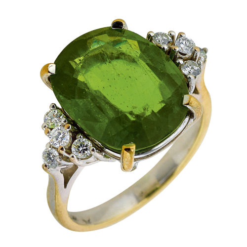 PERIDOT-BRILLANT-RING : (DOBIASCHOFSKY AUKTIONEN AG)