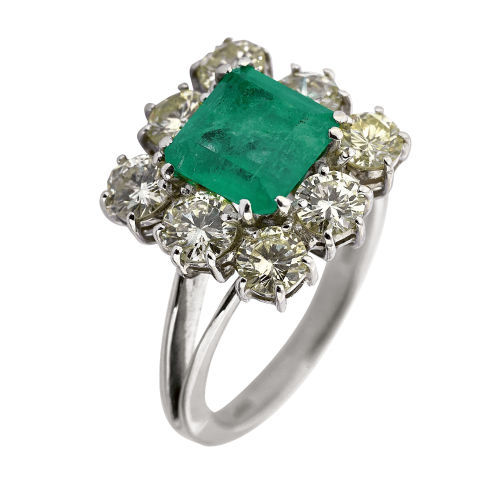 SMARAGD-BRILLANT-RING : (DOBIASCHOFSKY AUKTIONEN AG)