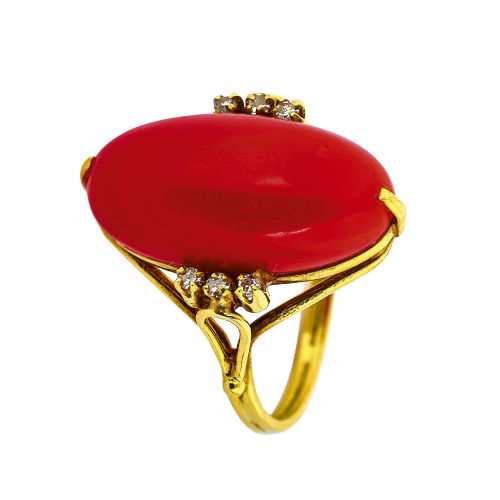 KORALLEN-DIAMANT-RING : (DOBIASCHOFSKY AUKTIONEN AG)