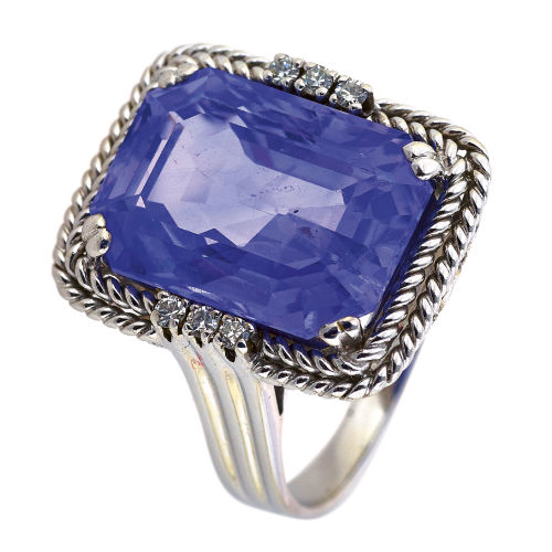 SAPHIR-BRILLANT-RING : (DOBIASCHOFSKY AUKTIONEN AG)