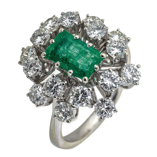 SMARAGD-BRILLANT-RING : (DOBIASCHOFSKY AUKTIONEN AG)