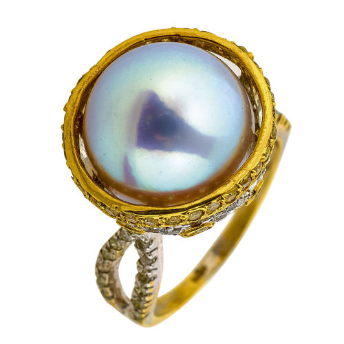 PERLEN-DIAMANT-RING : (DOBIASCHOFSKY AUKTIONEN AG)