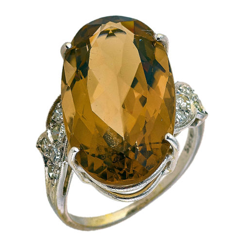 RAUCHQUARZ-DIAMANT-RING : (DOBIASCHOFSKY AUKTIONEN AG)