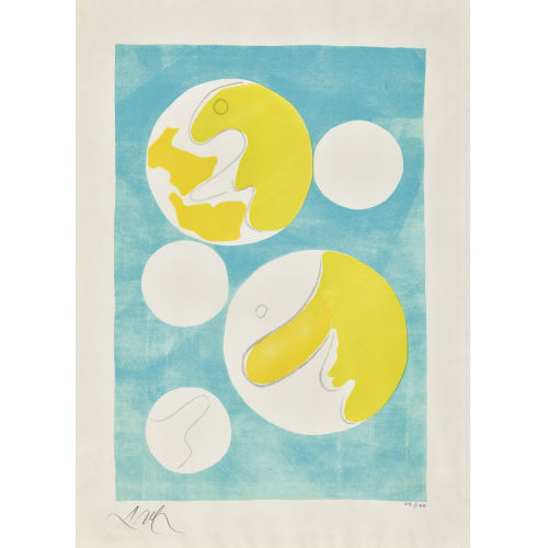 HANS (AUCH JEAN) ARP : 'Cinque lunes sur fond bleu' (DOBIASCHOFSKY AUKTIONEN AG)