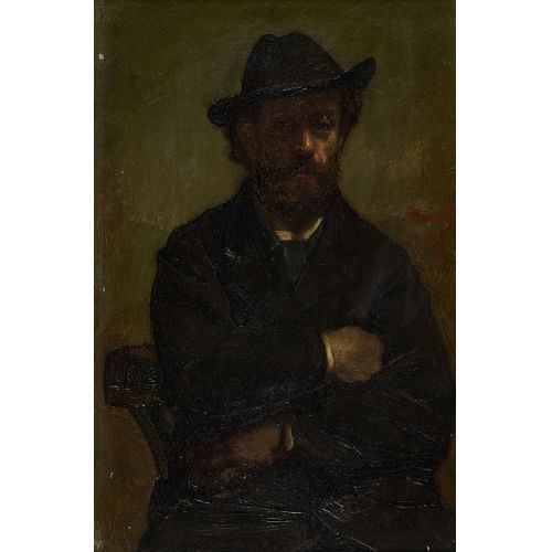 HENRI (AUCH HEINRICH) AXENFELD : Portr�t eines sitzenden Mannes mit Hut (DOBIASCHOFSKY AUKTIONEN AG)
