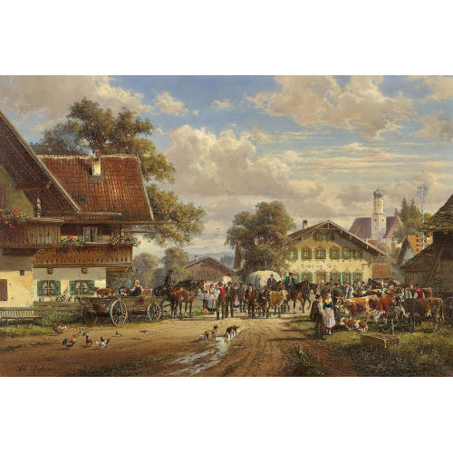 HUBERT KAPLAN : Viehmarkt vor dem Gasthof zum Stern (DOBIASCHOFSKY AUKTIONEN AG)
