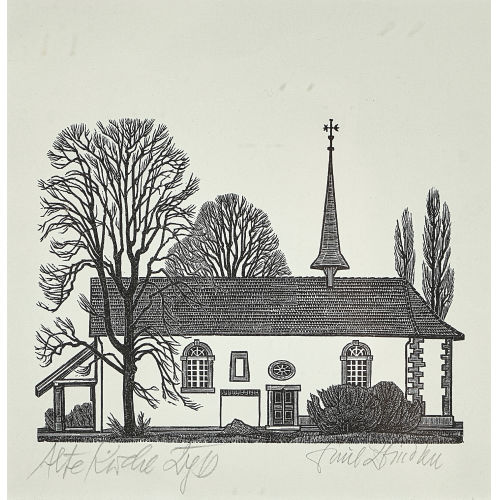 EMIL ZBINDEN : 'Alte Kirche von Lyss' (DOBIASCHOFSKY AUKTIONEN AG)