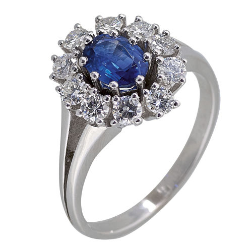 SAPHIR-BRILLANT-RING : (DOBIASCHOFSKY AUKTIONEN AG)