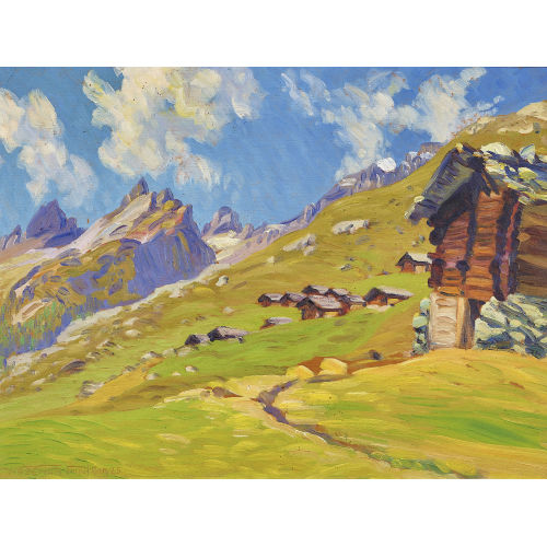 WALDEMAR THEOPHIL FINK : 'Sp�tsommertag auf Hokenalp (im L�tschenthal)' (DOBIASCHOFSKY AUKTIONEN AG)