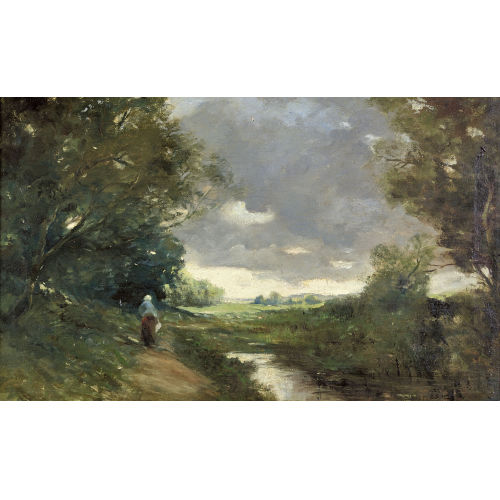 PAUL D�SIR� TROUILLEBERT : Sommerliche Landschaft mit B�uerin (DOBIASCHOFSKY AUKTIONEN AG)