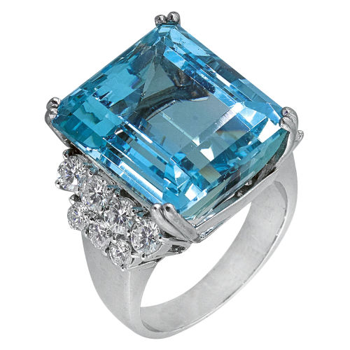 AQUAMARIN-BRILLANT-RING : (DOBIASCHOFSKY AUKTIONEN AG)