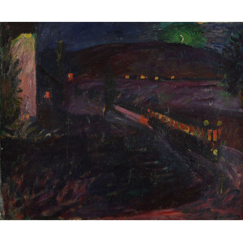 WERNER NEUHAUS : 'Muttenz (Freidorf) bei Nacht mit Tram' (DOBIASCHOFSKY AUKTIONEN AG)