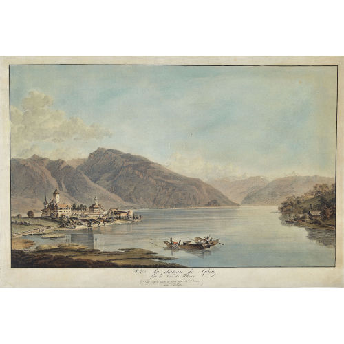 HEINRICH RIETER : 'V�e du chateau de Spietz sur le lac de Thoun' (DOBIASCHOFSKY AUKTIONEN AG)