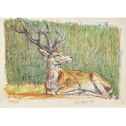 FRITZ HUG : Liegender Hirsch (DOBIASCHOFSKY AUKTIONEN AG)