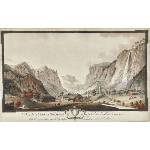 NIKOLAUS SPR�NGLIN : 'Vue de la Ch�te de Staubbach et de la Vall�e de Lauterbrunnen dans le Canton de Berne' (DOBIASCHOFSKY AUKTIONEN AG)