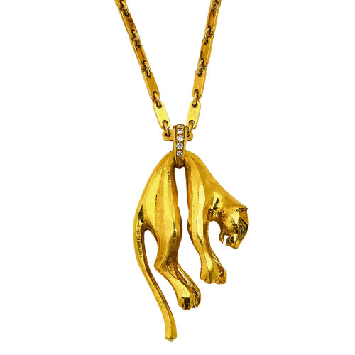 DIAMANT-ANHNGER MIT KETTE : Cartier 'Panthre', Paris (DOBIASCHOFSKY AUKTIONEN AG)
