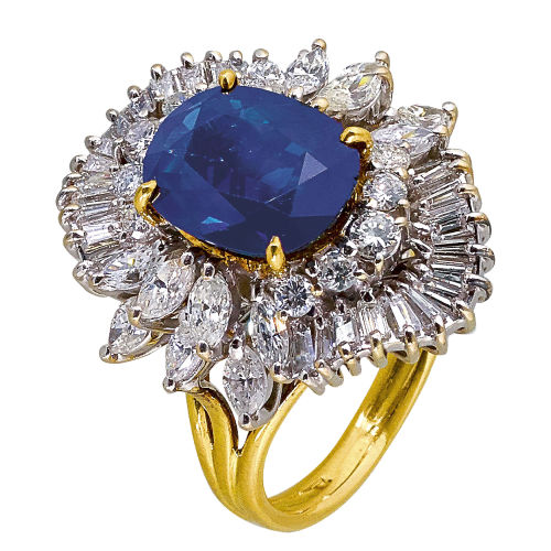 SAPHIR-DIAMANT-RING : (DOBIASCHOFSKY AUKTIONEN AG)