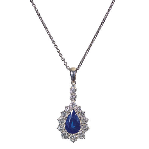 SAPHIR-BRILLANT-ANH�NGER MIT KETTE : (DOBIASCHOFSKY AUKTIONEN AG)