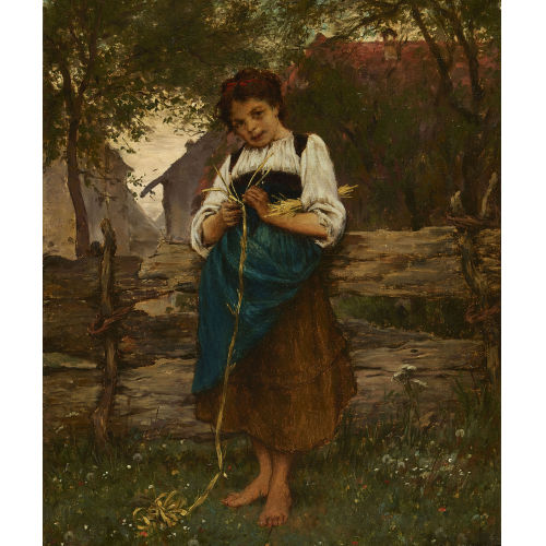 CARL DIETHELM MEYER : 'M�dchen beim Strohflechten' (DOBIASCHOFSKY AUKTIONEN AG)