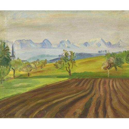 HANNI BAY : Feldlandschaft mit Bergpanorama (DOBIASCHOFSKY AUKTIONEN AG)