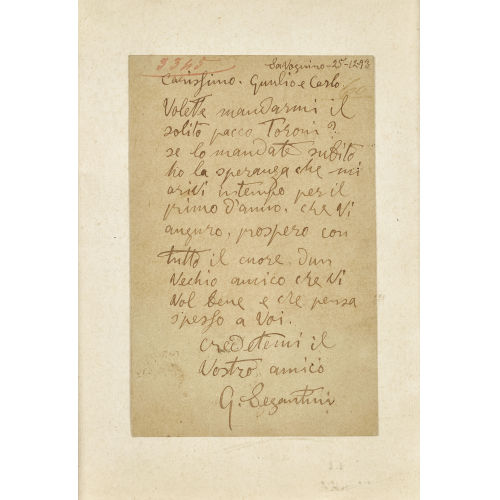AUTOGRAF : Giovanni Segantini (1858-1899) (DOBIASCHOFSKY AUKTIONEN AG)